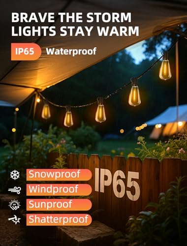 Outdoor Patio String Lights: 200Ft 60M Outside Waterproof Light - Remote Dimmable ST38 Shatterproof Bulb Connectable Hanging Outdoor Electric Lighting - Backyard Yard Gazebo Porch Party - Image 4