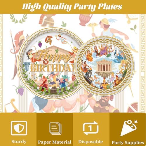 Gameza Greek Mythology Birthday Tableware Decor, 96PCS Greek Disposable Paper Plates and Napkins Party Decorations, Ancient Greece Goddess Forks Themed Decor Serves 24 - Image 4