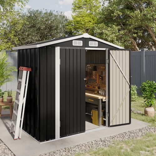 Aoxun 6x4 FT Shed Outdoor Storage Shed, Black - Image 6