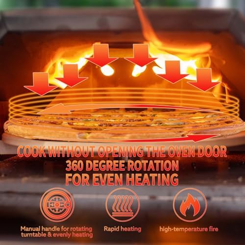 12 Portable Pizza Oven Outdoor, Wood Fired Pizza Oven, Semi-Automatic Burning Pizza Maker Stove with Built-in Thermometer Pizza Stone Peel for Outside Kitchen Backyard (Linear Silver) - Image 6