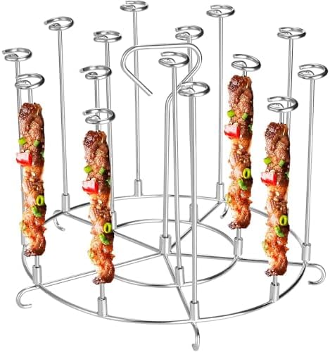 304 Stainless Steel Air Fryer Skewer Stand Dishwasher Safe Vertical Skewer Air Fryer Accessories for BBQ Grill Kabobs Chicken Meat Seafood (15 Long Skewers) by ANQIA