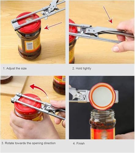 2PCS Master Jar & Bottle Opener,Adjustable Multifunctional Stainless Steel Can Opener Jar Lid Gripper,Manual,Kitchen Accessories - Image 2