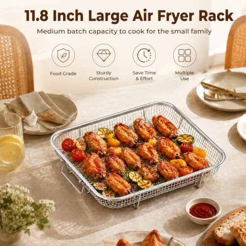TeamFar 11.8 Inch Air Fryer Basket for Oven, Air Fryer Rack, 2 Pieces - Image 5
