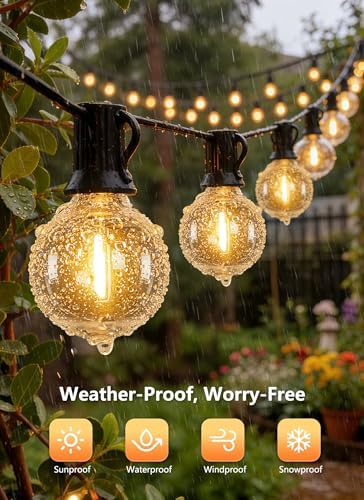 Brightown Outdoor String Lights, 55FT 17 G40 Bulbs Shatterproof Patio Lights, Waterproof Dimmable Hanging Connectable Globe LED Outdoor Lights for Backyard, Bistro, Porch, Deck, Balcony - Image 3