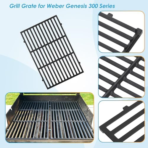7524 7528 19.5" Grill Grates for Weber Genesis 300 Series Genesis E310 E320 E330 S310 S320 S330 EP310 EP320 EP330 for Weber Genesis 300 Grill Parts, Matte Cast Iron Cooking Grates - Image 3