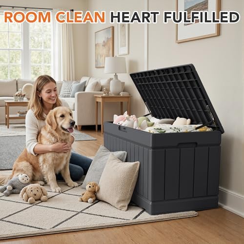 78 Gallon Deck Box Outdoor Indoor Waterproof Storage Box, Gray - Image 2