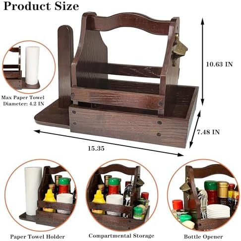 Outdoor BBQ Grill Caddy with Paper Towel Holder & Bottle Opener - Image 3