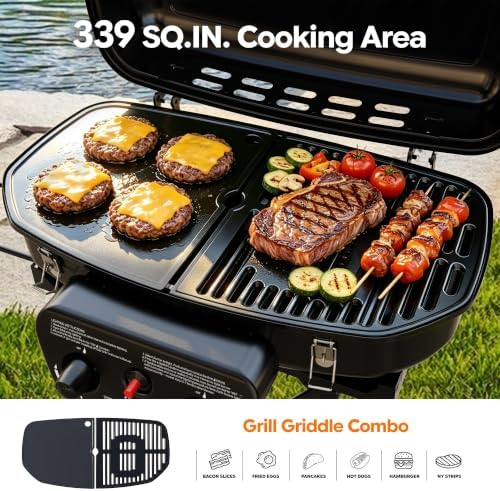Brand-Man Portable Grill, Propane Gas Camping Grill & Cast Iron Griddle - Image 2