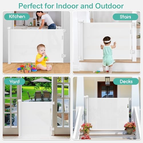 EZIGO 71 Inch Retractable Baby Gates Extra Wide Reinforced Baby Dog Gate - Image 7