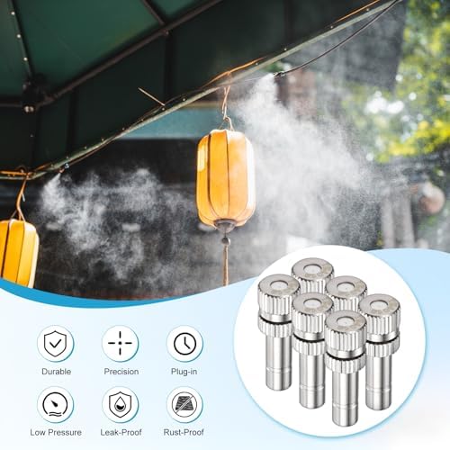 M METERXITY 20-Pack Brass Misting Nozzles, 0.016"/0.4mm Orifice Mister Replacement Heads for Outdoor Cooling System/Landscaping/Humidification/Greenhouse, 6mm Low-Pressure Fog Sprayer Nozzle - Image 4