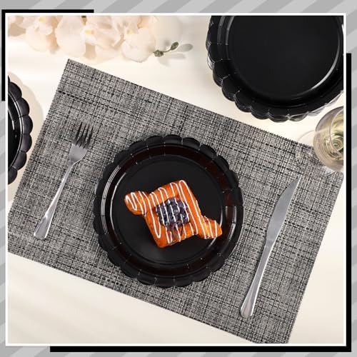NatNarr 30 Pcs Black Paper Plates, 9 Inch Scalloped Disposable Black Graduation Plates Cute Dessert Dinner Plate for 2026 Grad Party, Wedding, Birthday, Picnic (Pack of 3) - Image 5