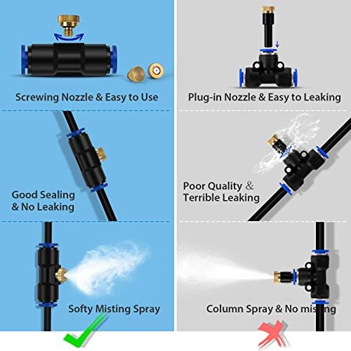 lifeegrn Misting Cooling System, Outdoor Misting System for Patio, 82 FT Misting Line+21 Mist Nozzles+3/4" Brass Adapter,Outdoor Mister System for Patio Garden Trampoline Greenhouse - Image 2