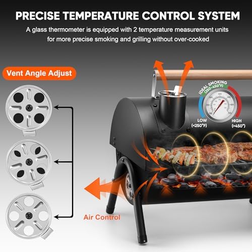 HaSteeL Portable Charcoal Grill with 6 BBQ Tools, Small for 1-3 People - Image 4