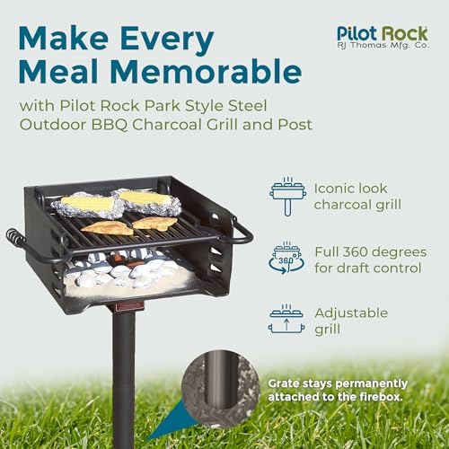 Pilot Rock Charcoal Grill - 360 Swivel Post, 3 Pack - Steel - Image 3