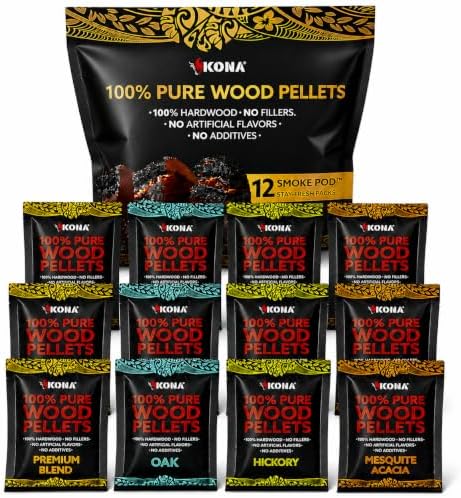 Kona Wood Pellet Smoke Pods, 12 Pouches - Intended for Ninja Woodfire by Kona