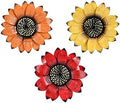 YEAHOME Sunflower Wall Decor - 9 inch Metal Flower Wall Art Decorations, Sunflower Yard Garden Decor Hanging for Kitchen, Bathroom, Bedroom, Set of 3 Handmade Gift for Home, Indoor or Outdoor by YEAHOME