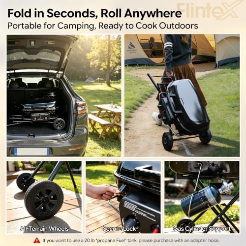 Flintex Portable Propane Gas Grill For Camping, 2-Burner Grill, 340 sq.in. - Image 3