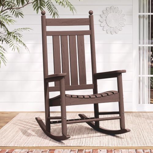 SERWALL Rocking Chair Outdoor, Comfortable Rocker for Adults, Brown by SERWALL