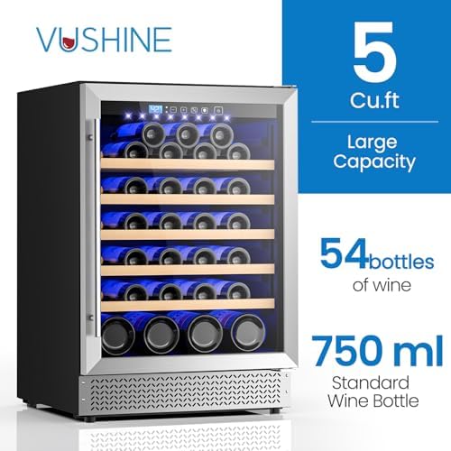 24 Inch Wine Fridge, 54 Bottles Wine Refrigerator with Glass Door Built-in or Freestanding, Under Counter Wine Fridge Quick Cooling&Low Noise-Kitchen Bar Office - Image 2