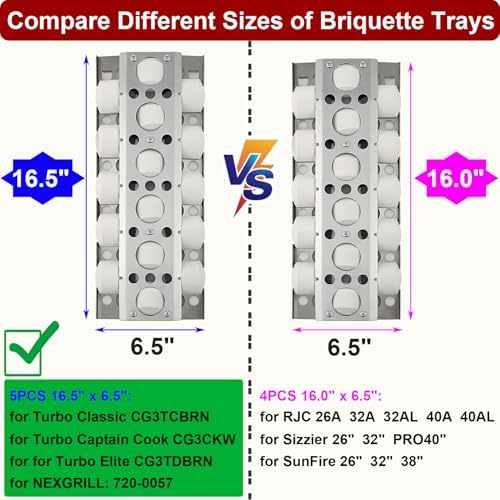 GasSaf Heat Plate Replacement for Select Turbo Grill Parts, 16.5" Briquette Tray for Nexgrill, Turbo Capt'n, STS, Elite, Classic Gas Grills, 5-Pack Stainless Steel BBQ Tray Heat Plate(16 1/2 x 6 1/2) - Image 2