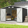 Aoxun 10 x 8FT Outdoor Storage Shed with Double Hinged Large Door, Black by Aoxun