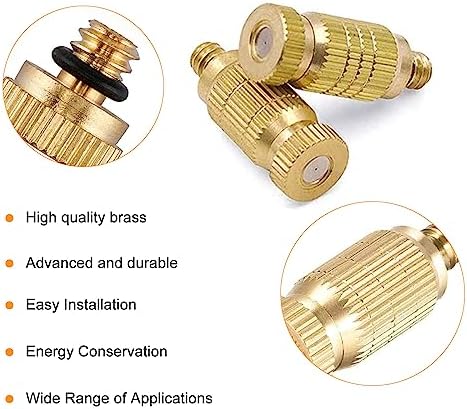20pcs High Pressure Atomizer Nozzle Brass Misting Nozzles for Outdoor Cooling System, Landscaping, Greenhouse Irrigation, Air Humidification, Anti-Drip Fogging Spray Head(0.004"/0.1mm) - Image 4