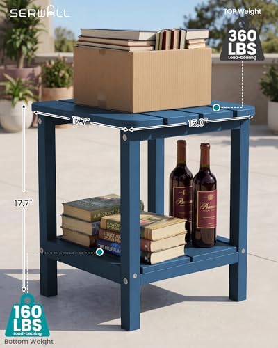SERWALL Adirondack Table Outdoor Side Table- Blue - Image 3