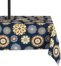 LVTXIII Rectangle Outdoor Tablecloth with Umbrella Hole and Zipper, Water-Repellent 60 x 84 Inch Patio Table Cover for Picnic, Garden, Backyard Dining, Bloom Cobalt by LVTXIII