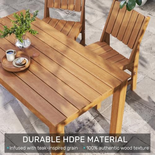 ZHUSI Patio Dining Table, HIPS with Umbrella Hole, Wood - Image 3