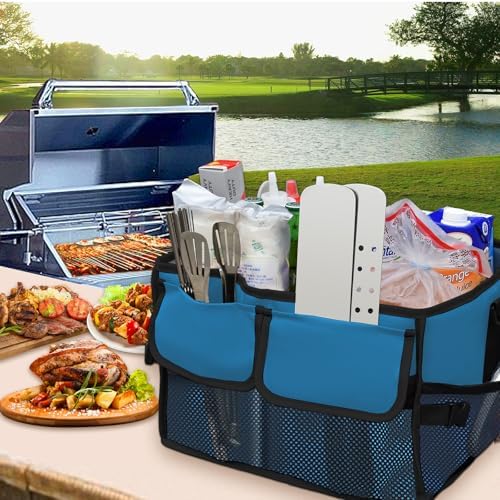 Large Grill Caddy Bag with Paper Towel Holder for Outdoor Grills, Blue - Image 5