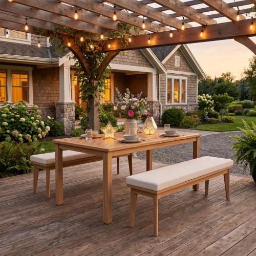 FansaFurn 3-Piece Acacia Patio Table and Chairs Set for All-Weather by FansaFurn