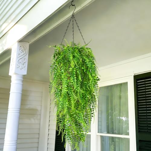 Waipfaru 8Pcs Fake Ferns Fake Hanging Plants Artificial Ferns Vine Greenery - Image 5