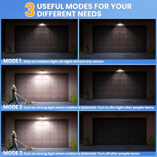 [2 Packs] Solar Motion Sensor Outdoor Lights, Super Bright Solar Lights Outdoor Waterproof, 3 Lighting Modes Security Wall Light for Outside Walking Dog Fence Backyard Deck Garden Door Step Garage - Image 5