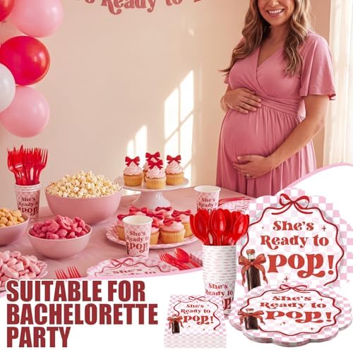 Zubebe 175 Pcs Shes Ready to Pop Baby Shower Party Supplies Serves 25 - Image 5