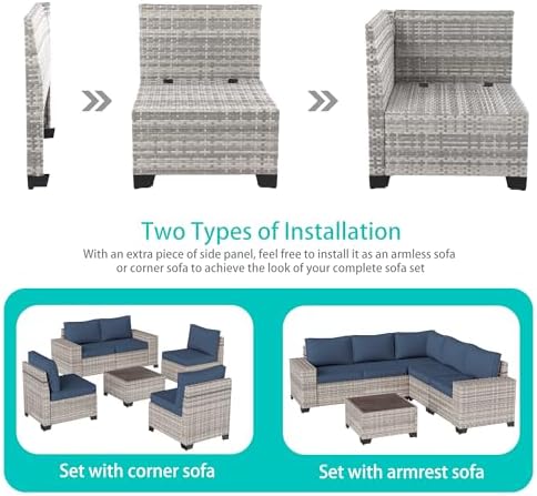 Outdoor Patio Furniture Set PE Wicker Rattan Outdoor Sectional Sofa - Image 6