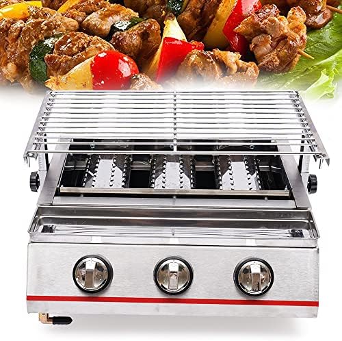 3 Burners BBQ Gas Grill, Commercial Gas Grill Griddle, Gas Indoor/Outdoor Grill BBQ Grill with Temperature Control, Flat Hotplate Smokeless Grill - Image 6