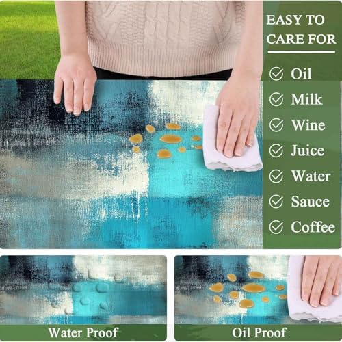 CAPSCEOLL Fitted Picnic Table Cover with Bench Covers 5ft - Blue White - Image 3