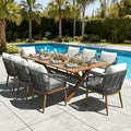 LayinSun 9 Pieces Outdoor Patio Dining Set, Aluminium Rectangular Dining Table and Wicker Rattan Chairs Set for Outside Backyard, Poolside by LayinSun