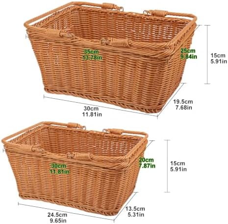 Large Poly Wicker Picnic Basket Set of 2, Handmade Woven Baskets - Image 2