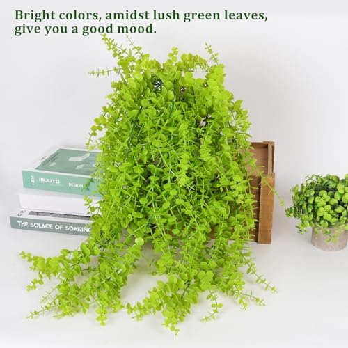 RECUTMS Fake Hanging Plants Faux Vines Leaves Artificial Green Money Plants - Image 4