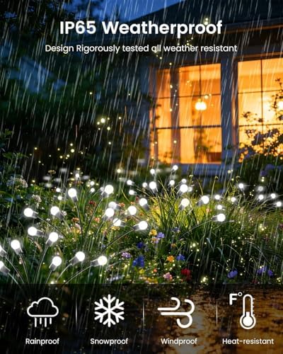 OZS 4 Pack 32 LED Solar Garden Lights, Solar Firefly Lights Outdoor - Image 4
