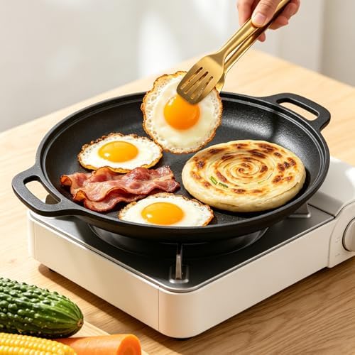 Cast Iron Pizza Pan, Steak Skillet with Handles for Oven, Grill, Stovetop, or Campfire (11 inch) - Image 4