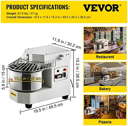VEVOR 8.5Qt Commercial Food Mixer Timing Function 450W Commercial Mixer - Image 7