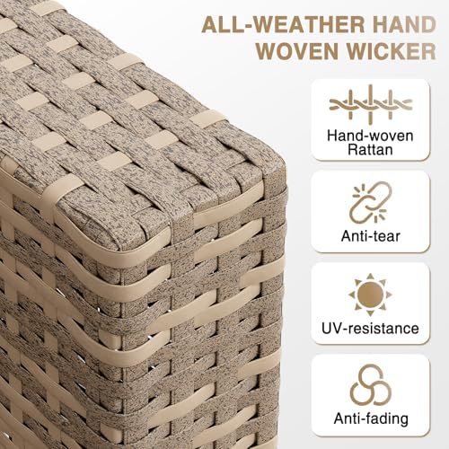 Aoxun Patio Furniture Sets, 12-Piece Outdoor Patio Furniture with 44'' Propane Gas Firepit Table, Wicker Outdoor Conversation Set Sectional Sofa for Backyard, Poolside, Garden - Image 5