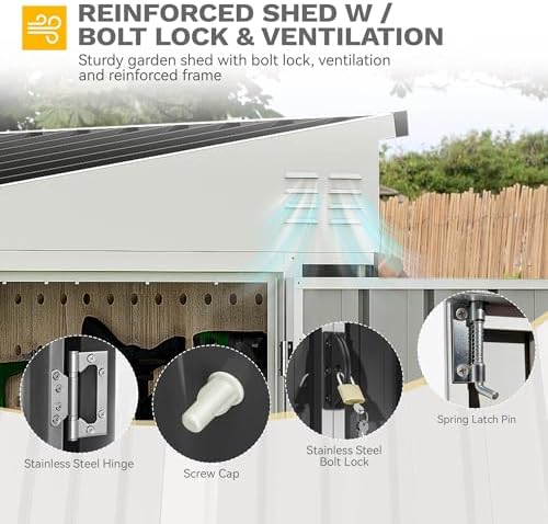 DWVO 7' x 4' Outdoor Storage Shed with 3 Lockable Doors & Air Vent - Image 4