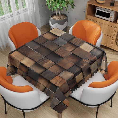 Vintage Wooden Tablecloth 54x54 Inch Square Modern Rustic Wood Farmhouse Tablecloths Polyester Table Cloth for Holiday Parties Kitchen Dining Indoor Outdoor by Unknown