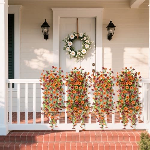 ZFProcess Artificial Fall Mums Fake Flowers Plants for Outdoor Home Decor - Image 6