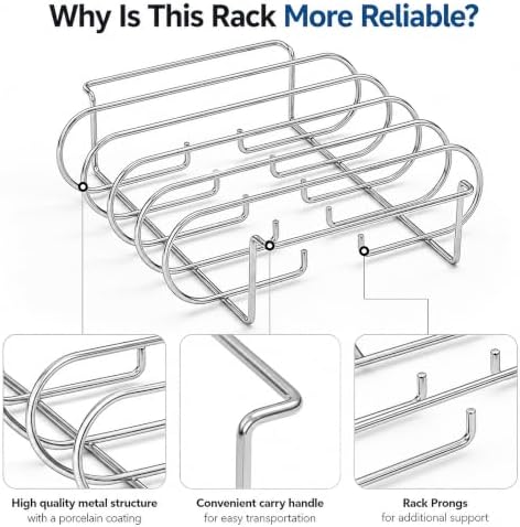 Rib Rack for Smoking –Rib Racks for Grilling and Smoking for 4 Full Racks of Ribs– Fits 18" Smoker, Weber, Kamado, Traeger – BBQ Grill Accessories for Men & Meat Lovers（11", Silver, 2 Pack） - Image 3