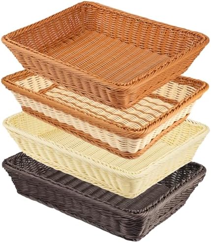 4 PCS 16x12 Inch Wicker Bread Basket, Woven Serving Basket by GNIEMCKIN