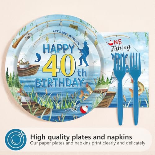 96Pcs Fishing 40th Birthday Party Decorations for Fisherman, Serves 24 - Image 2